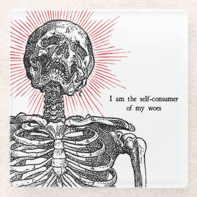 I am Skeleton! Glass Coaster (Front)