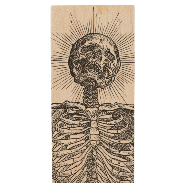 I am Skeleton! Wood Flash Drive (Front Vertical)