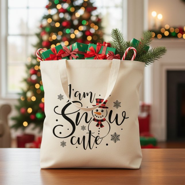 I am Snow Cute Cute Winter Snowman Tote Bag (I am Snow Cute Cute Winter Snowman Tote Bag)