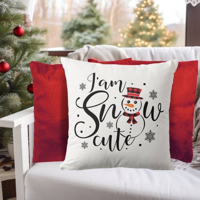 I am Snow Cute Winter Snowman Throw Pillow (I am Snow Cute Winter Snowman Throw Pillow)