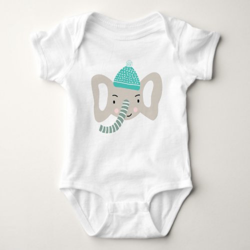 I AM SO CUTE  FUNNY WINTER ELEPHANT  SCANDI  BABY BODYSUIT