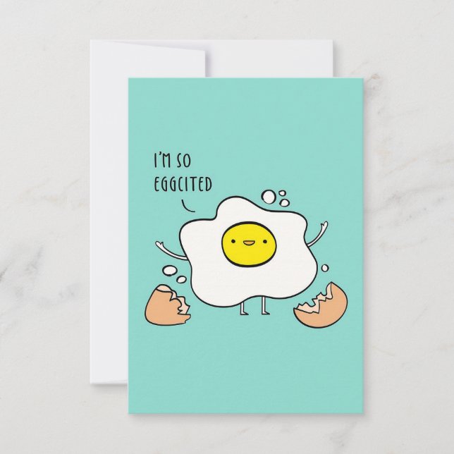 I Am So Egg Cited Funny Eggs | Gift For Student RSVP Card (Front)