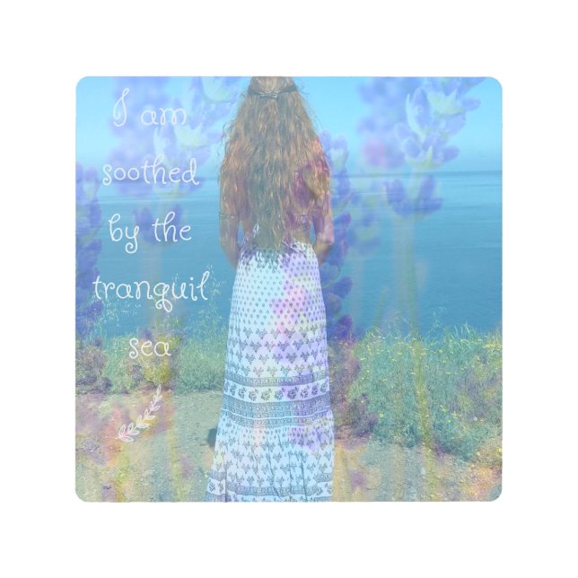 I am soothed by the tranquil sea Metal Wall Art (Front)