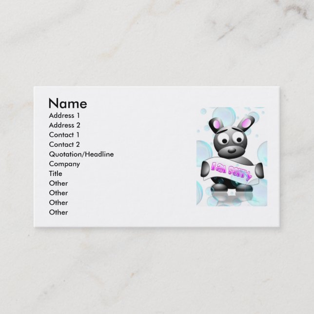 I Am Sorry Business Card (Front)