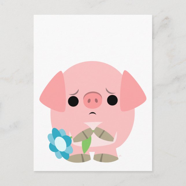 "I am sorry" Cute Cartoon Piglet postcard (Front)