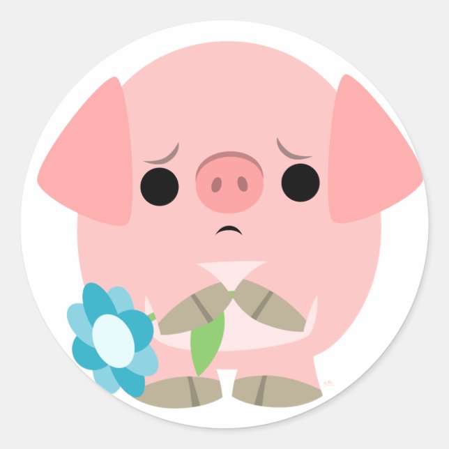 "I am sorry" Cute Cartoon Piglet Sticker (Front)