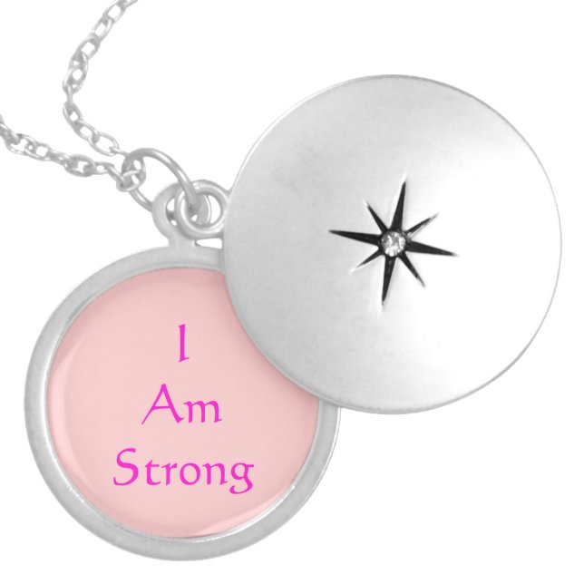 I AM STRONG Brave Locket Necklace for Girl Present (Front)