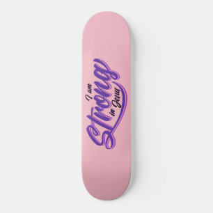 I am Strong in Jesus Black and Purple Skateboard