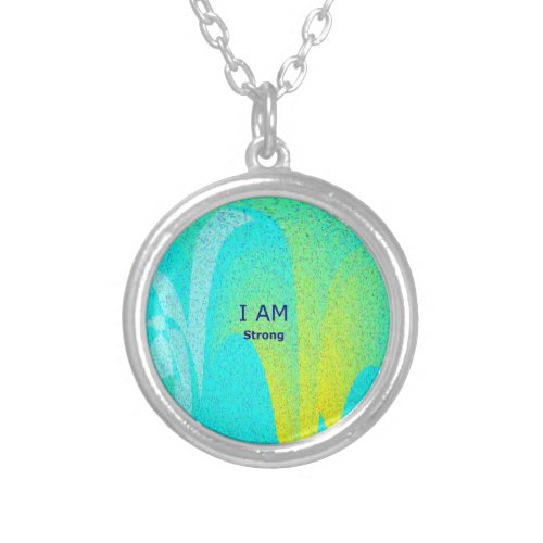 I AM Strong Small Silver Plated Round Necklace