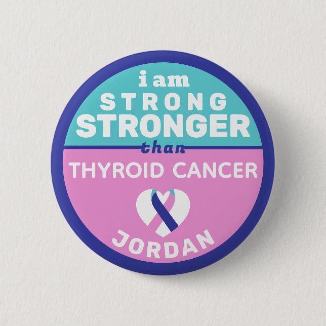 I Am Stronger Than Thyroid Cancer Button (Front)