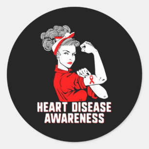 I Am Stronger Women Red Ribbon Heart Disease Aware Classic Round Sticker