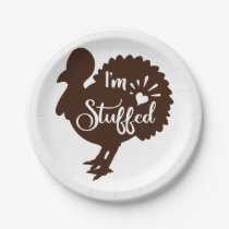 I am stuffed Funny Thanksgiving Paper Plates