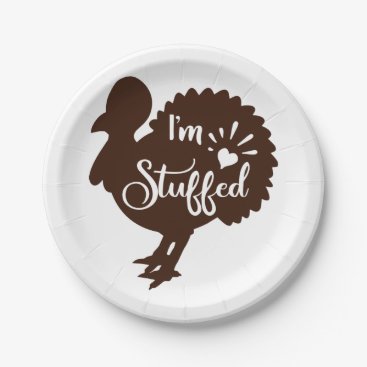I am stuffed Funny Thanksgiving Paper Plates