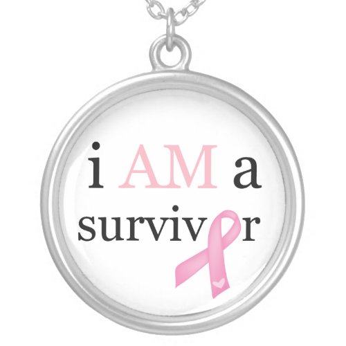 i AM survivor Pink Silver Plated Necklace