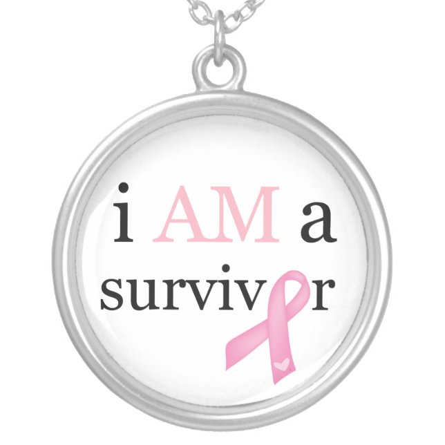 i AM survivor (Pink) Silver Plated Necklace (Front)