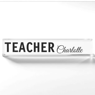 I am teacher school Collegeadd your name text simp Desk Name Plate