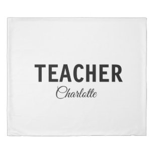I am teacher school Collegeadd your name text simp Duvet Cover