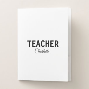 I am teacher school Collegeadd your name text simp Pocket Folder