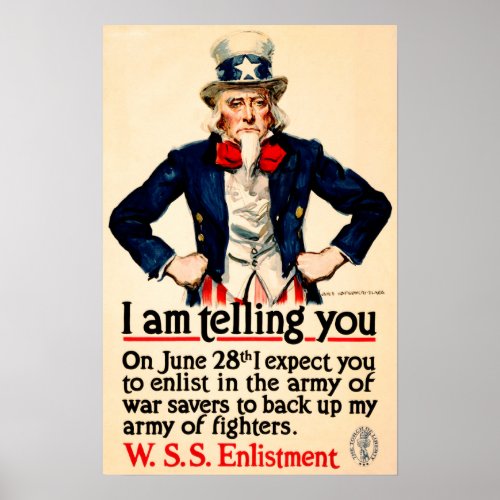 I am Telling You Enlist in the Army US World War Poster