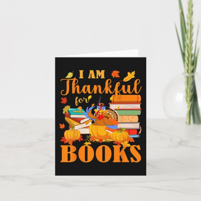 I Am Thankful For Books Fall Librarian Funny Thank Card (Front)