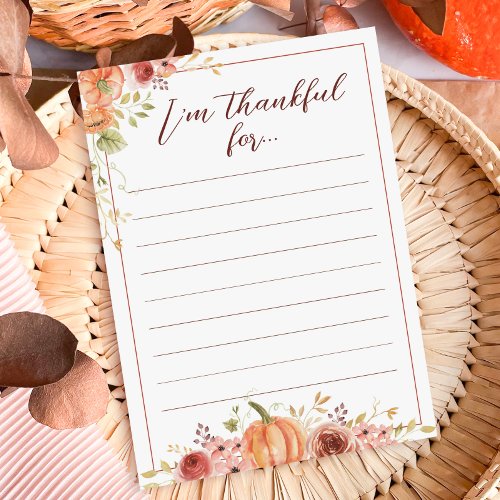 I Am Thankful For Thanksgiving Note Cards