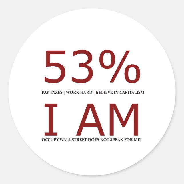 I am the 53% classic round sticker (Front)