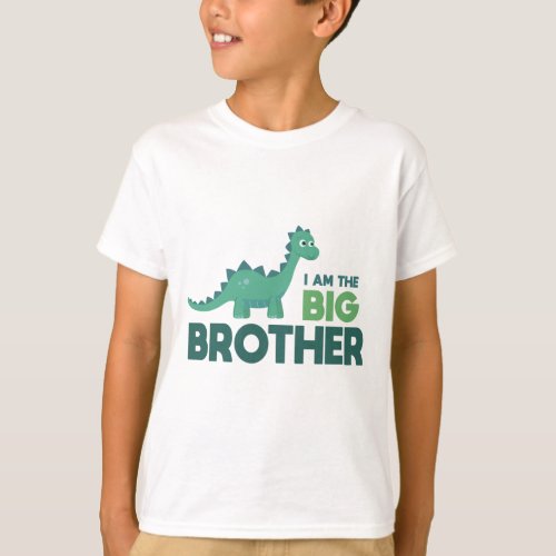 I am the big brother boy cartoon dinosaur T_Shirt