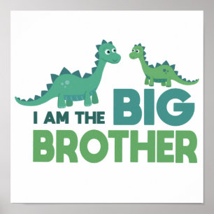 I am the big brother boys room cartoon dinosaur poster