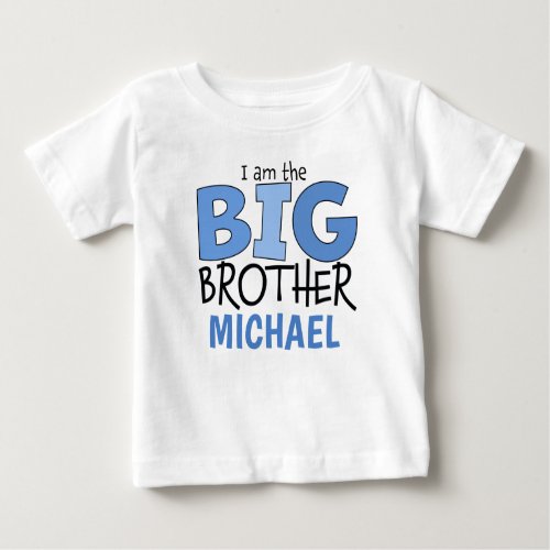 I am the Big Brother Cute Blue Whimsical Modern Baby T_Shirt