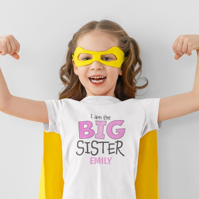 I am the Big Sister Pink Cute Modern Whimsical T-Shirt (Creator Uploaded)