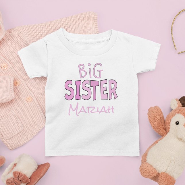 I am the Big Sister Pink Whimsical Modern Cute Toddler T-shirt (Creator Uploaded)