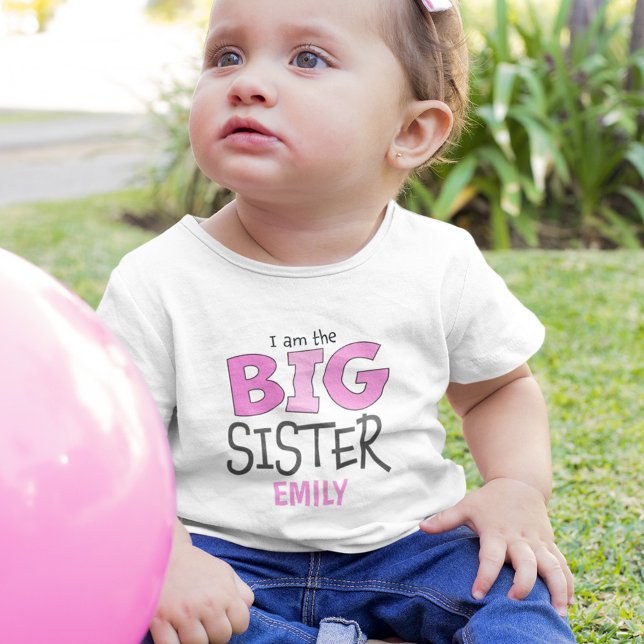 i am the Big Sister Whimsical Cute Modern Baby T-Shirt (Creator Uploaded)