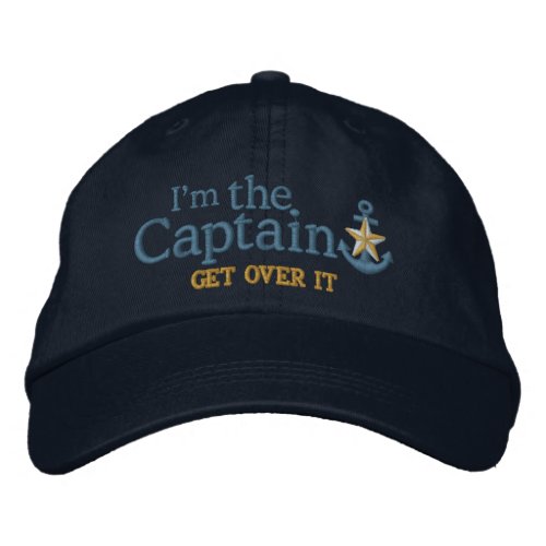 I Am The Captain Humor Nautical Golden Star Anchor Embroidered Baseball Cap