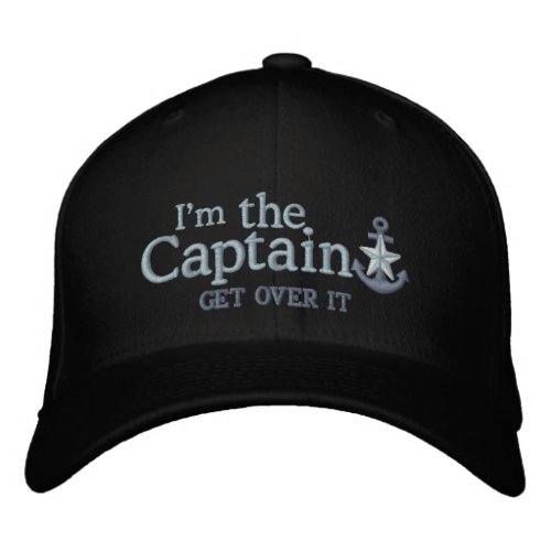 I Am The Captain Humor Nautical Silver Star Anchor Embroidered Baseball Cap