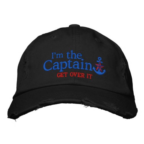 I Am The Captain Humorous Nautical Red Star Anchor Embroidered Baseball Cap