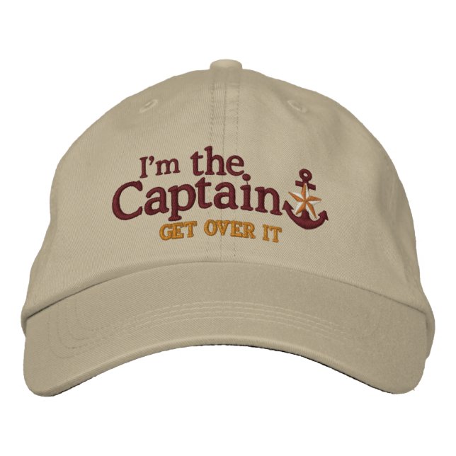 I Am The Captain Humorous Nautical Star Anchor Embroidered Baseball Hat (Front)