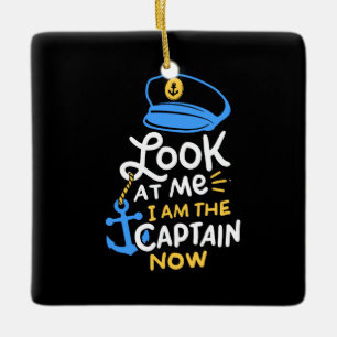 I Am The Captain Now Boating Captain Gift Ceramic Ornament