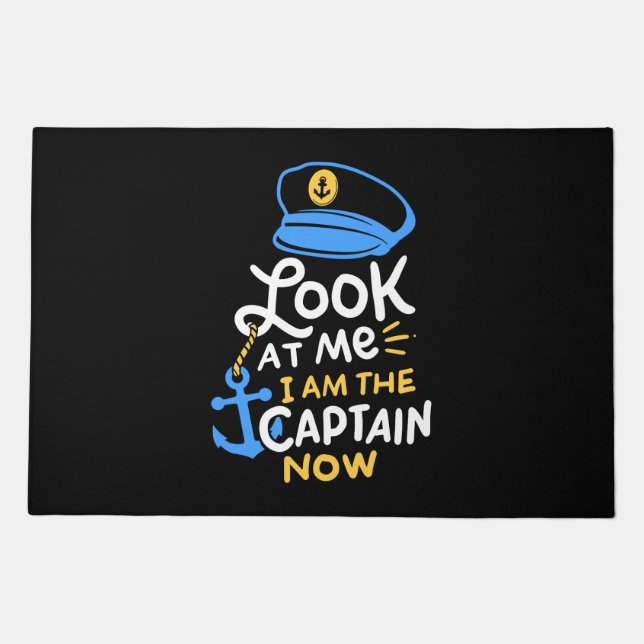 I Am The Captain Now Boating Captain Gift Doormat (Front)