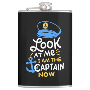 I Am The Captain Now Boating Captain Gift Flask