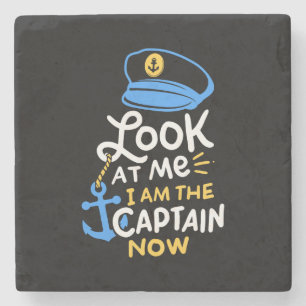 I Am The Captain Now Boating Captain Gift Stone Coaster