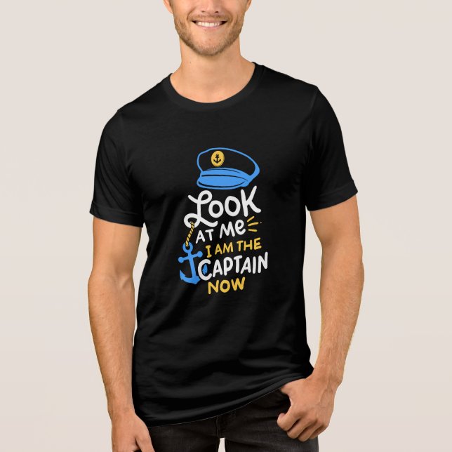 I Am The Captain Now Boating Captain Gift Tri-Blend Shirt (Front)