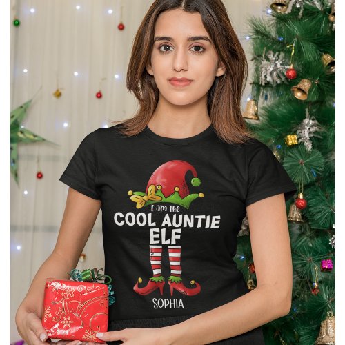 I am The Cool Auntie Elf Funny Elf T_Shirt