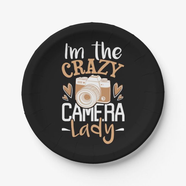 I Am The Crazy Camera Lady Paper Plates (Front)