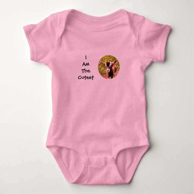 I Am The Cutest Kid (photo of baby goat) Bodysuit (Front)