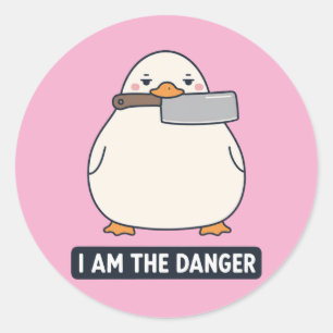 I AM THE DANGER Duck Cleaver Knife Meme Classic Round Sticker