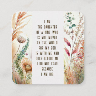 I am the daughter of a King Christian Faith Quote Square Business Card