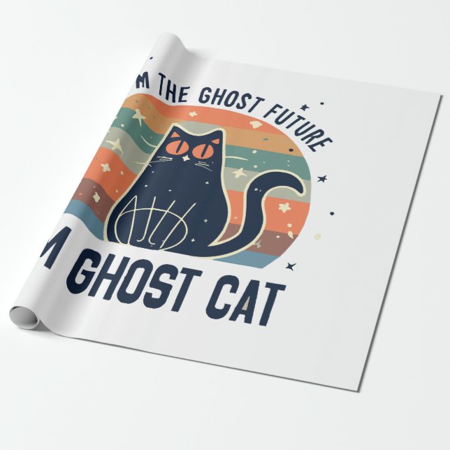 I AM THE GHOST FUTURE, GHOST CAT  WRAPPING PAPER (Unrolled)