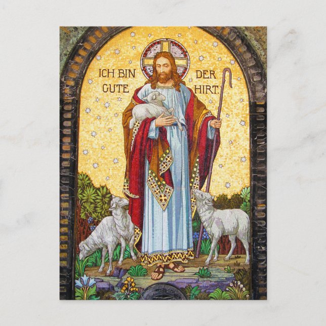 "I AM THE GOOD SHEPHERD" John 10:11 Mosaic Art Postcard (Front)