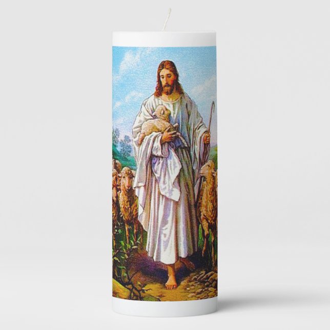 I Am the Good Shepherd John 10:7-21 Pillar Candle (Front)