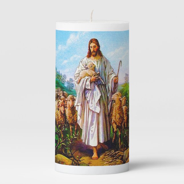 I Am the Good Shepherd John 10:7-21 Pillar Candle (Front)